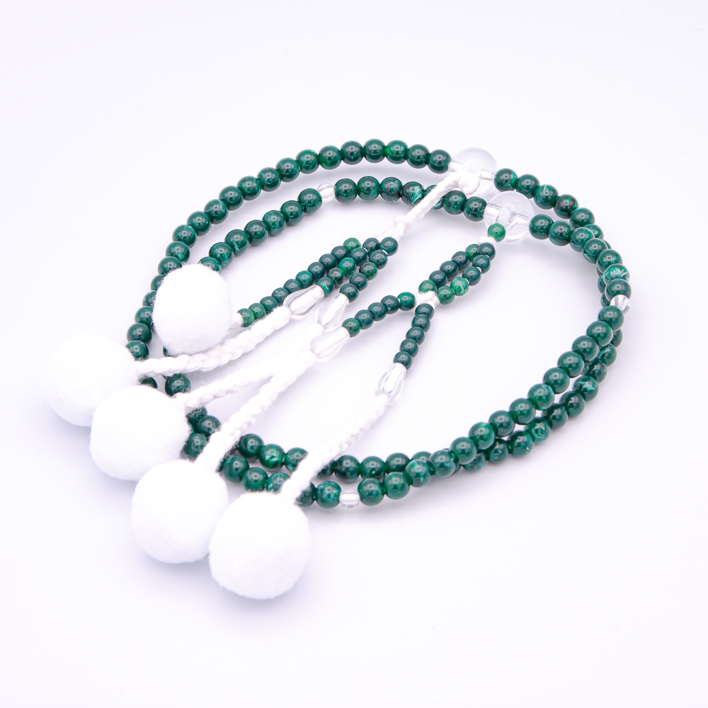 孔雀石 数珠 尺2寸（特大・男性向け） プラスチック 綿房 創価学会念珠